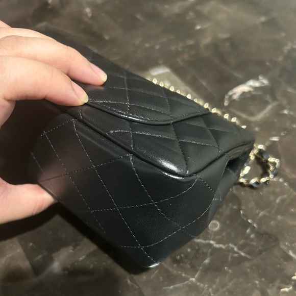 100% Authentic Chanel lambskin quilted  mini rectangular flap - Picture 12 of 15